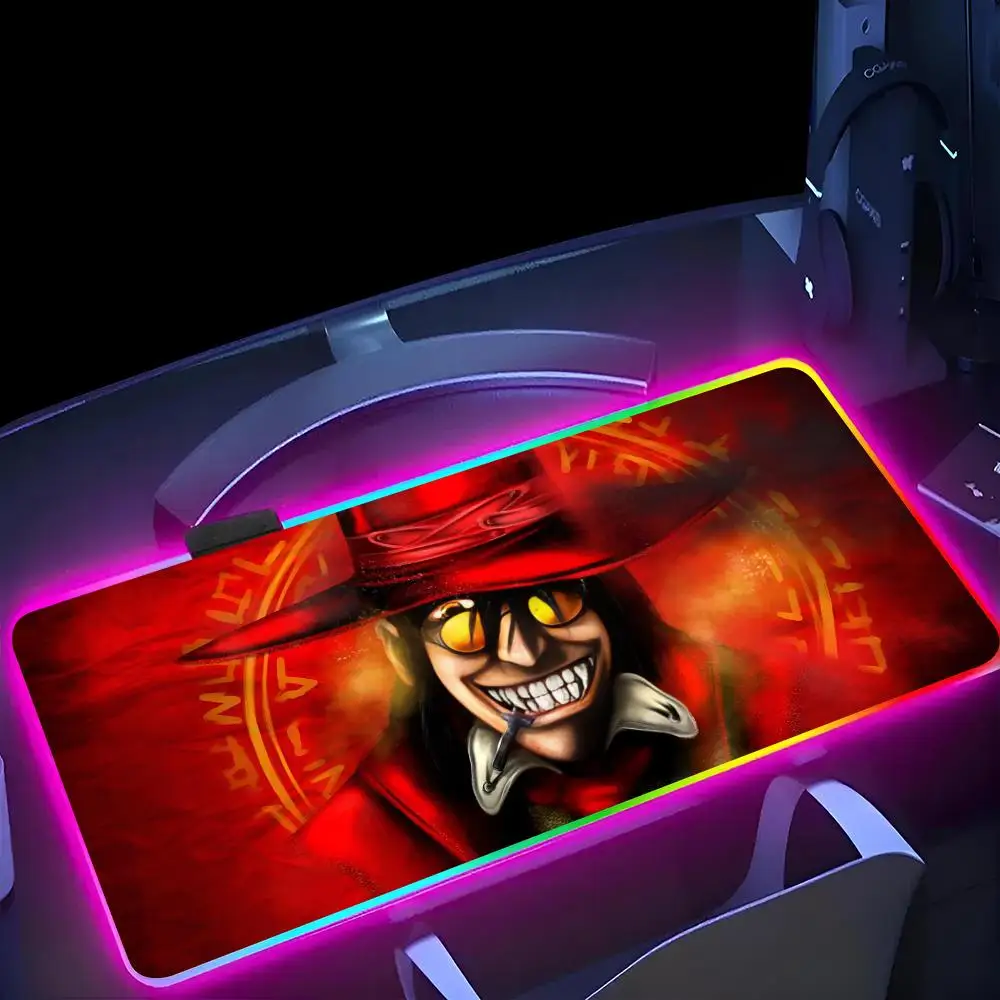 Аниме для H-Hellsing A-Alucards MINISO коврик мыши RGB игровой светодиодный большой геймерский