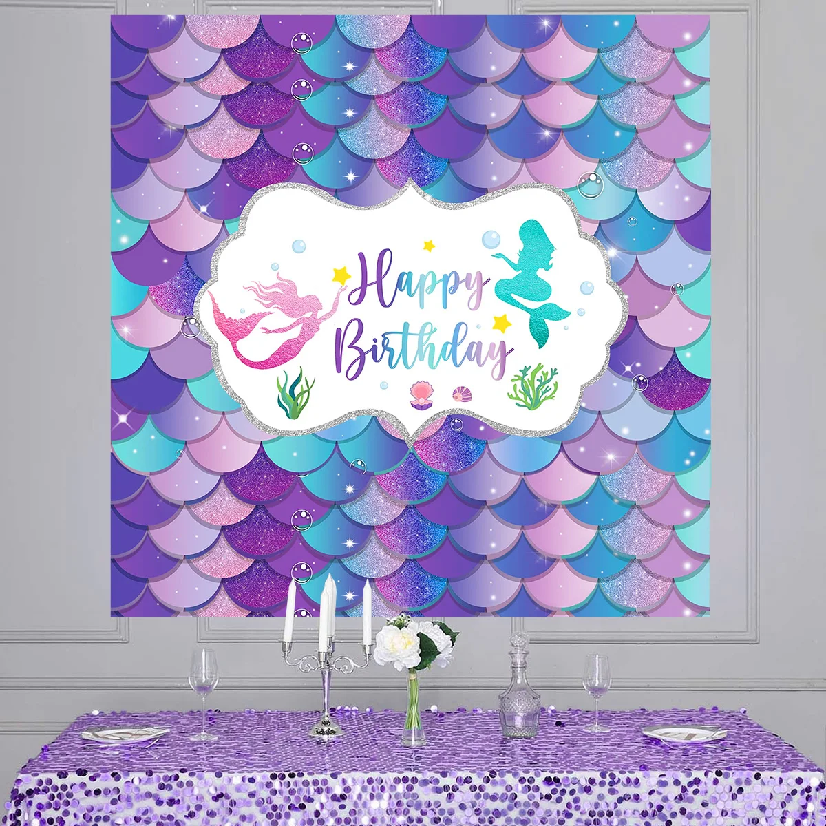 Тема русалки Фотофон воздушный шар маленькая Русалка для дня рождения детский