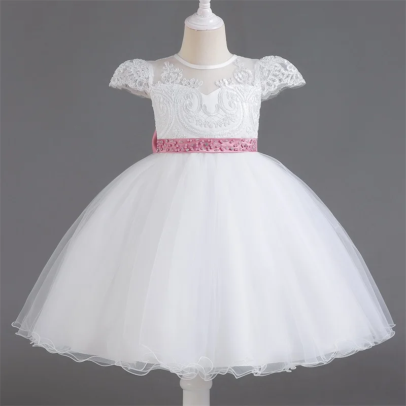 

4 6 8 Years Girls Formal Party Princess Dress Wedding Ceremony Kids Girl Ball Gown Big Bow Lace Girls Costume Little Girls Dress