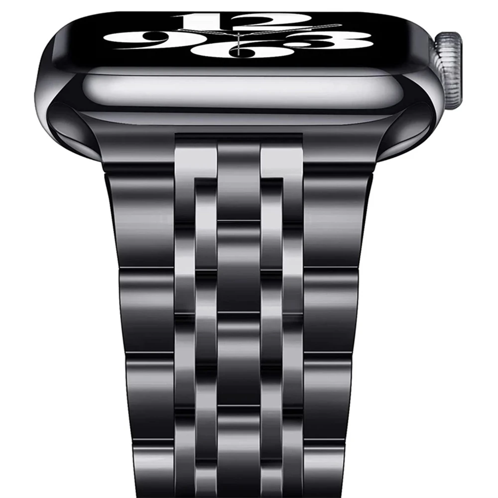 

For Apple Watch 7 45mm 41mm iWatch Band 6 SE 5 4 3 44mm 40mm 42mm 38mm Stainless Steel Strap Link Bracelet for iPhoneWatch Bands