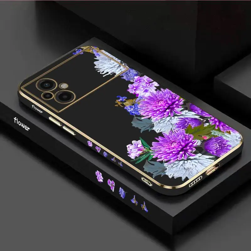 

Purple Jasmine Luxury Plating Phone Case For Xiaomi Poco M5 F4 F4 GT X4 X4 GT M4 Pro F3 X3 M3 X3 NFC X2 X3 Pro C40 Cover