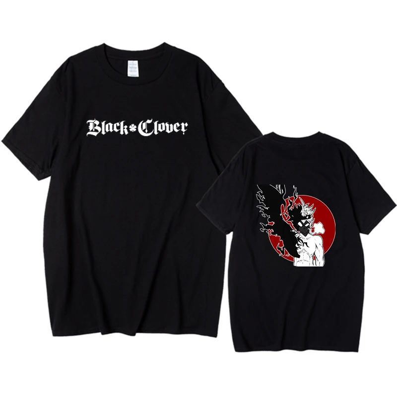 

Футболка с коротким рукавом для мужчин и женщин, Повседневная Свободная Спортивная рубашка с рисунком чёрного клевера для подростков, летн...