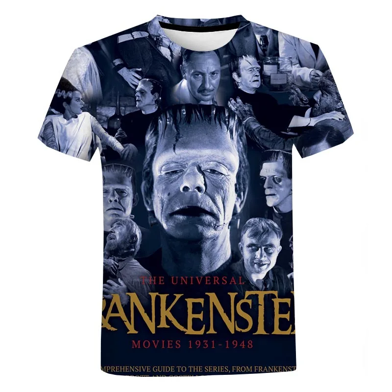 

Cosplay Frankenstein T Shirts Men Cool Crew Neck Classic Horror Tee Shirt Short Sleeve Men's Clothing Haikyuu T-shirt for Men