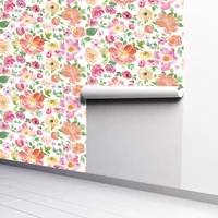 self adhesive red green pink flowers wallpaper removable paper for livingroom decorations wall mural peel and stick wallpaper