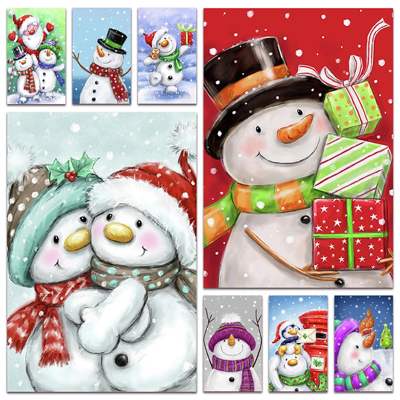 New 5D Diamond embroidery Cartoon christmas snowman DIY Full Diamond painting mosaic Home decor santa claus cross stitch E118 momoart 5d christmas diamond painting santa claus full square diamond embroidery cartoon cross stitch home decoration