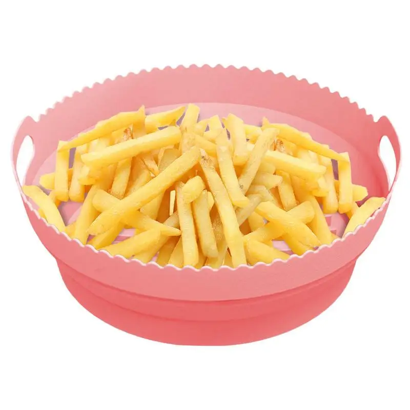 

Silicone Air Fryer Pot Foldable Air Fryer Basket Liners Reusable Replacement Of Flammable Parchment Liner Paper Round Air Fryer