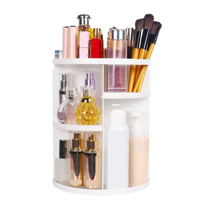 

360° Rotating Makeup Organizer White Rotation Makeup Holder Shelf
