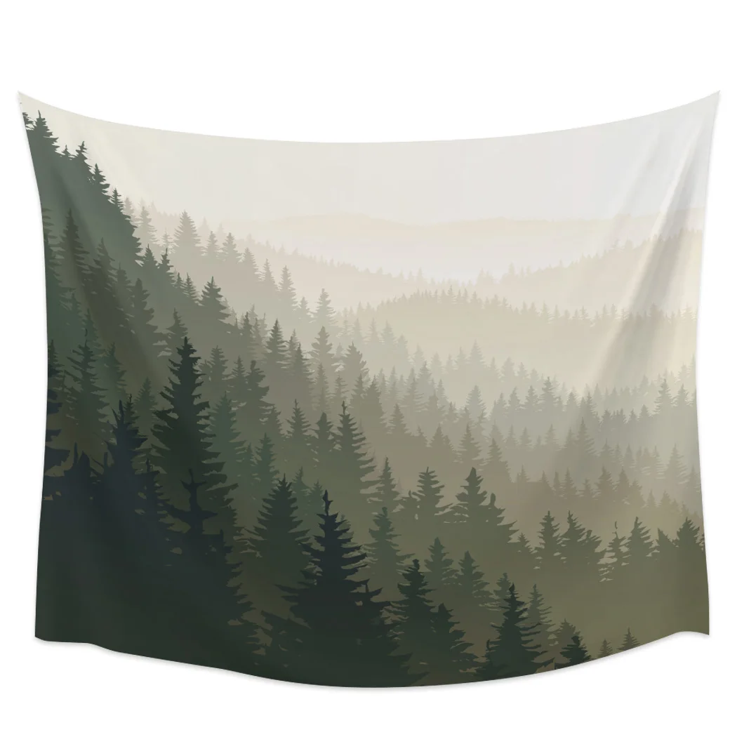 

Ретро гобелен с лесным туманом, фоновое настенное покрытие, украшение для дома, одеяло, спальни, настенные гобелены