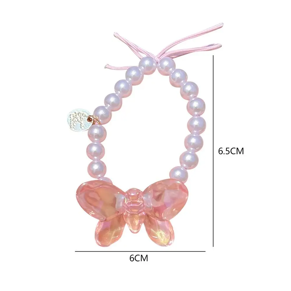 Резинка для волос с милой бабочкой и жемчугом эластичные красочные браслеты