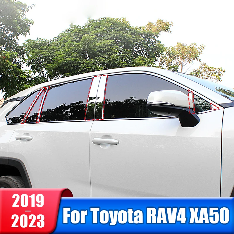 

Накладка на столб автомобильной двери из нержавеющей стали для Toyota RAV4 2019 2020 2021 2022 2023 RAV 4 XA50, гибридные аксессуары