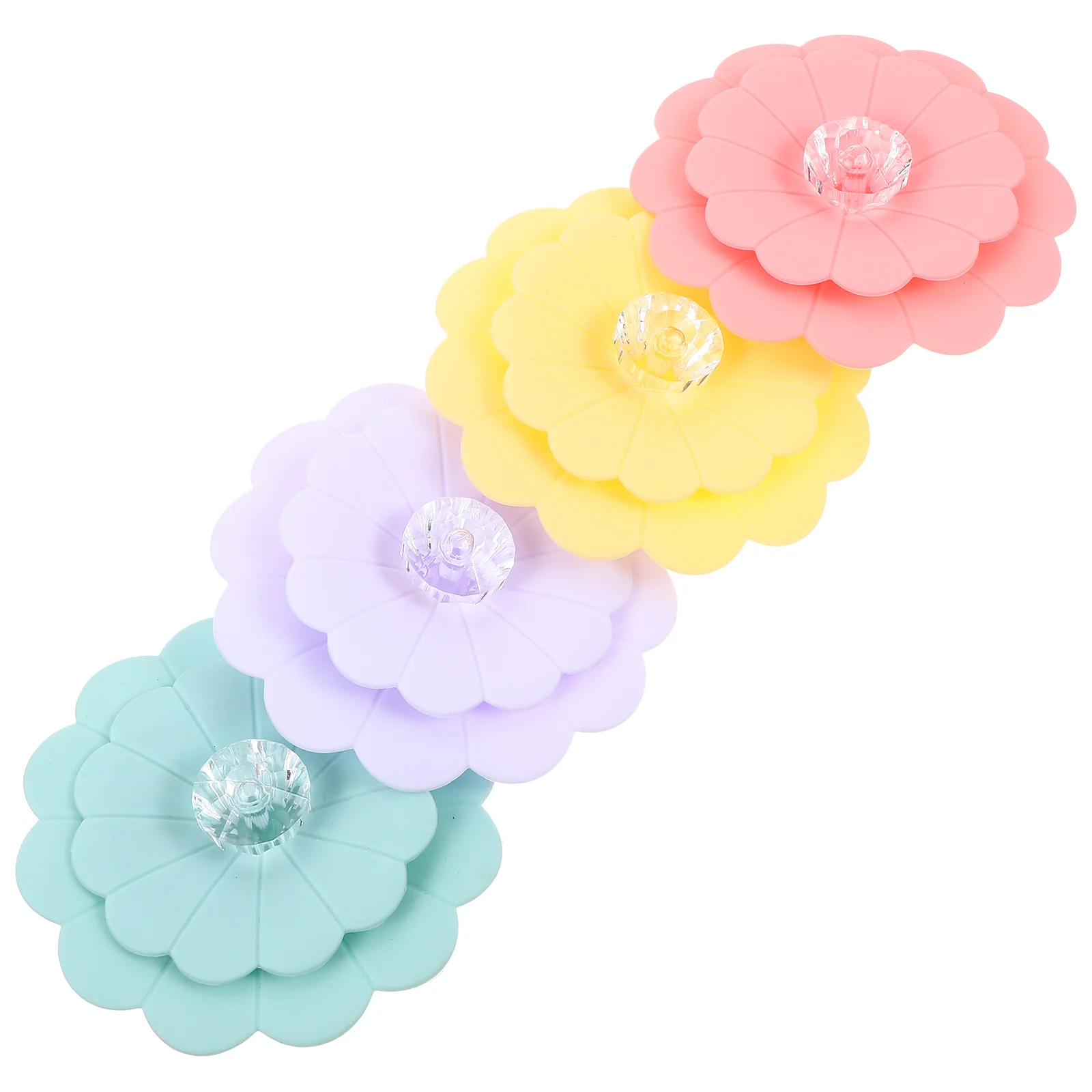 

4Pcs Silicone Two Layers Flower Shape Mug Covers Dust-proof Universal Cup Lids