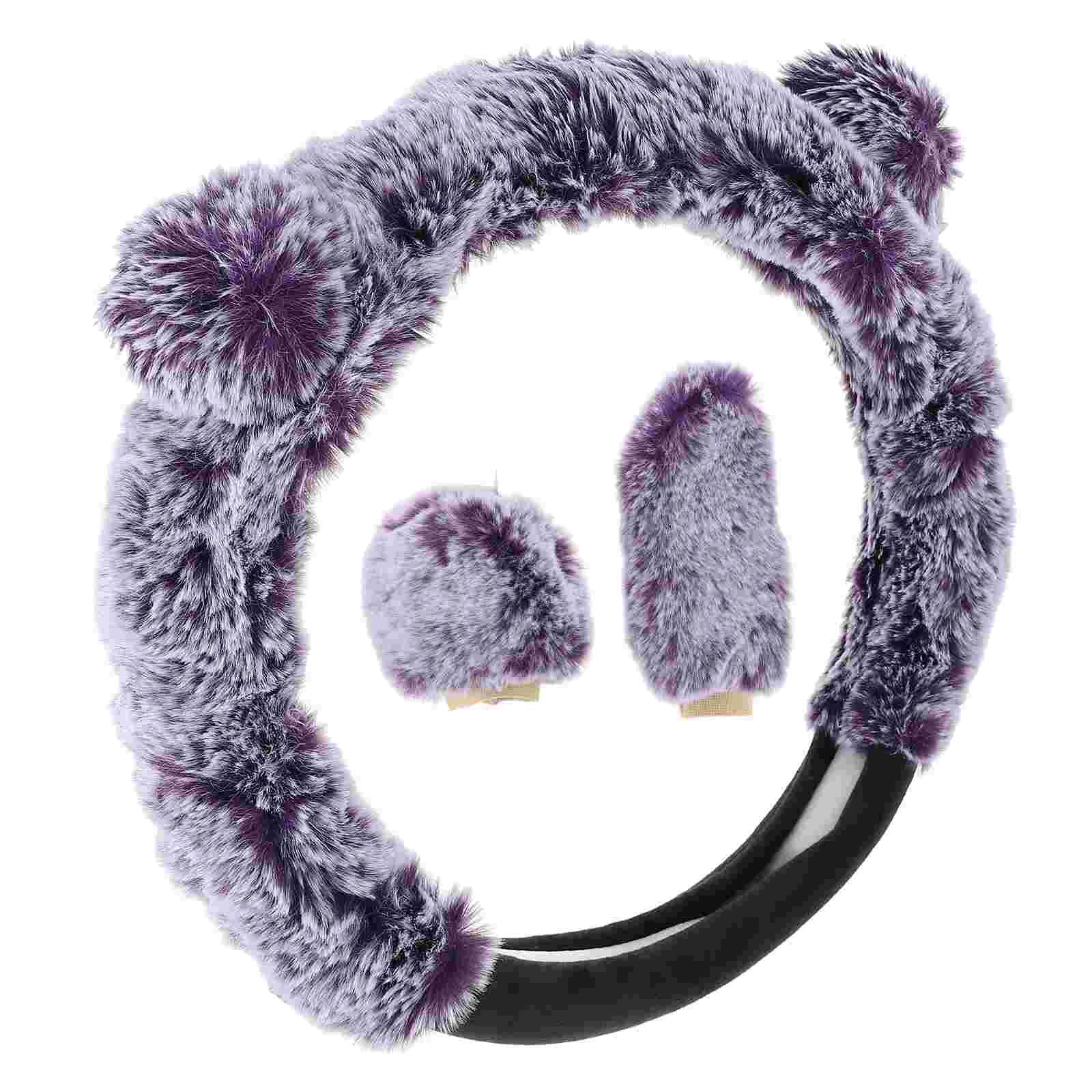 

1 Set Plush Auto Car Steering Wheel Cover Gear Cover Handbrake Cover