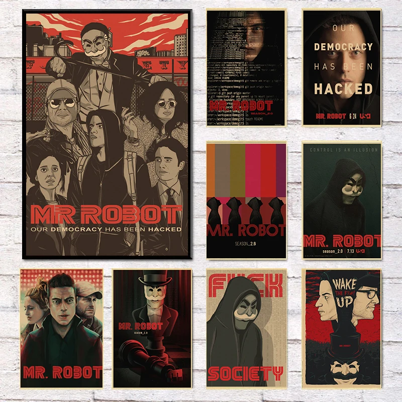 

Постер Фильма MR. Robot Rami Malek Hackers USA TV Show ретро постер винтажный Холст Картина HD печать для гостиной эстетика