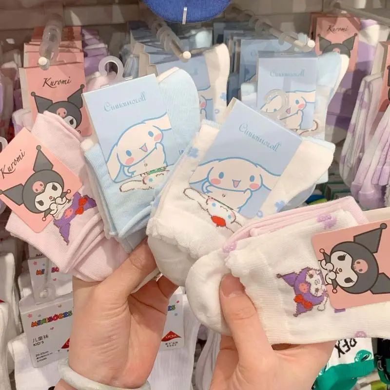 

Cute Sanrio Kuromi Cinnamoroll Crew Socks Pretty Girls Anime Mid-Tube Sock Women Pure Cotton Anti-Odor Casual Sockings Girl Gift