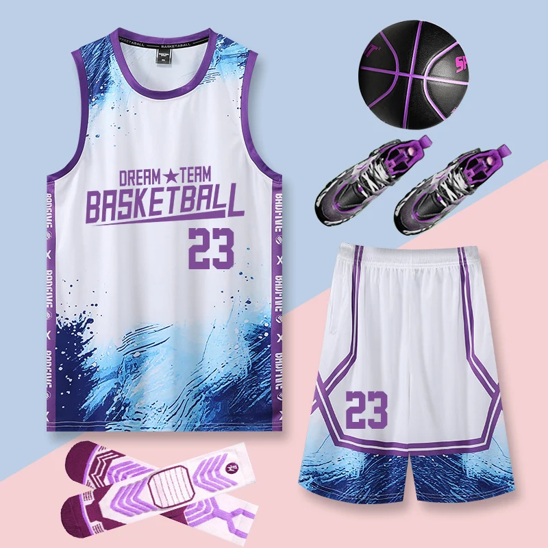 

Customizable jersey summer basketball clothes game training clothes vest suit jersey kids sports quick-drying basketball clothes