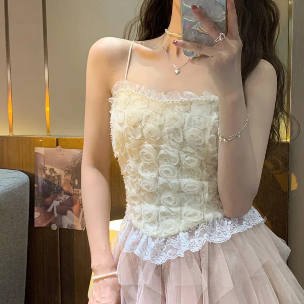 

Butterfly Lace Aesthetic Camis Tops Ladies Sexy Fashion Gothic Elegant Cropped Shirts Clubwear Cute Backless Cloth Tank top