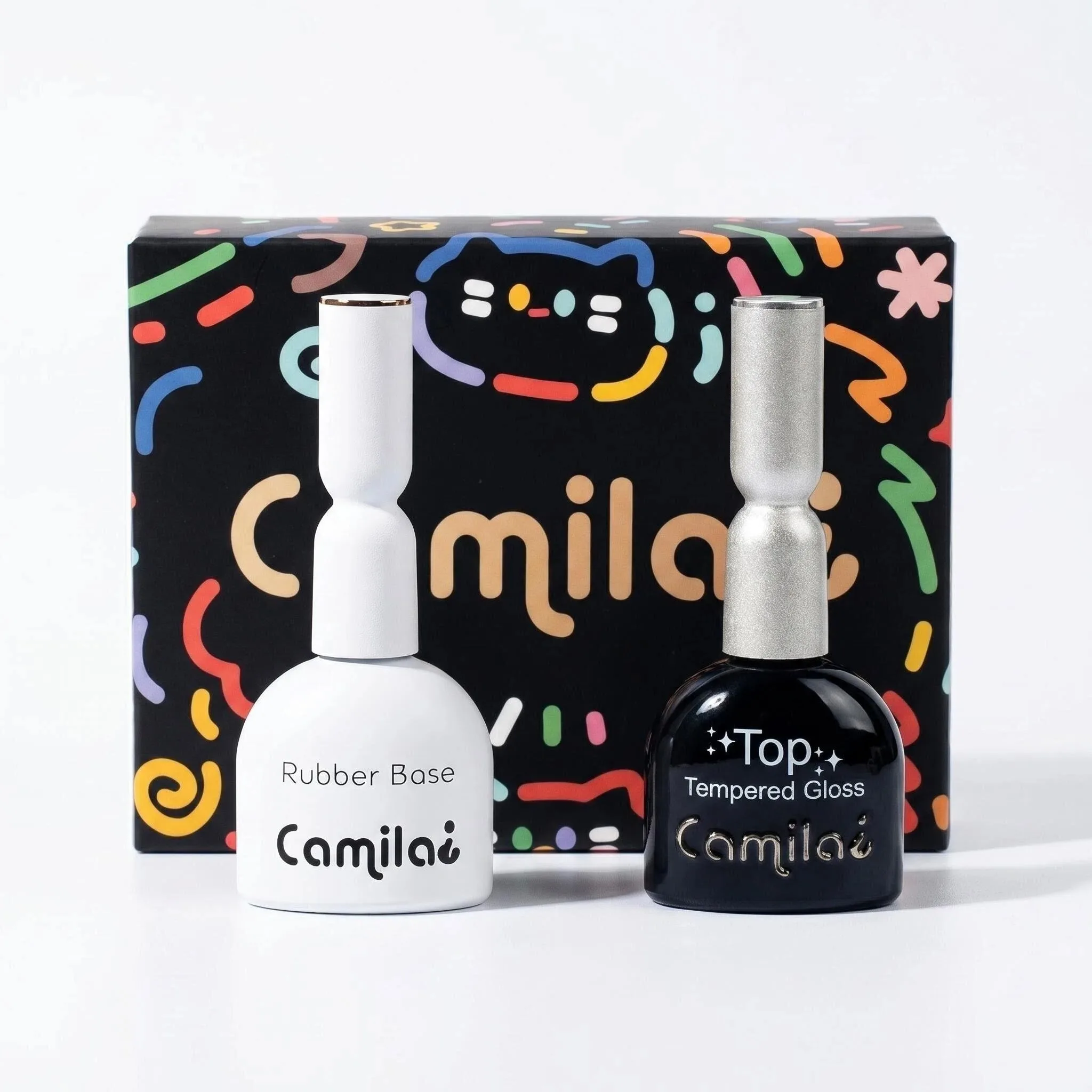 Фото Камила: 2 шт. по 15 мл, гель-лак Hema&Tpo Free Rubber Base & Top Coat Brilhante UV LED для маникюра, подарок №1