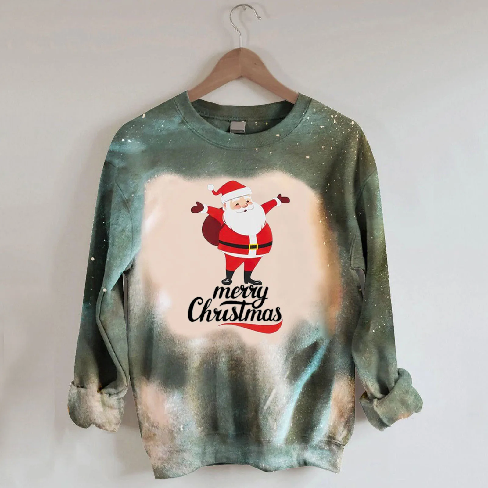 

Ladies Fall Christmas Long-Sleeved Print Round Neck Slim Pullover Shirt Blouse Long Sweatshirt with Pocket Tan Hoodie