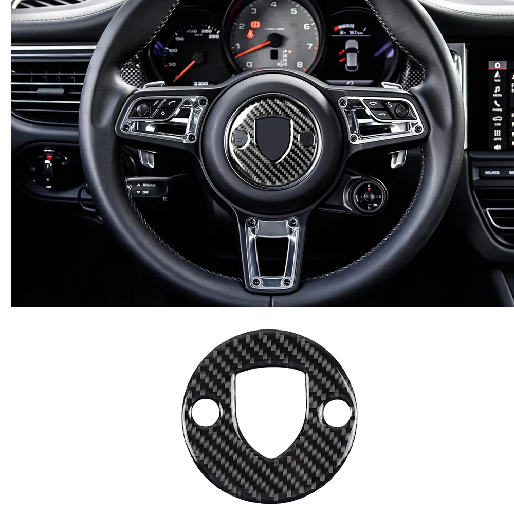 

Чехол на руль для Porsche MACAN 2014 2015 2016-2021, аксессуары для интерьера автомобиля из углеродного волокна