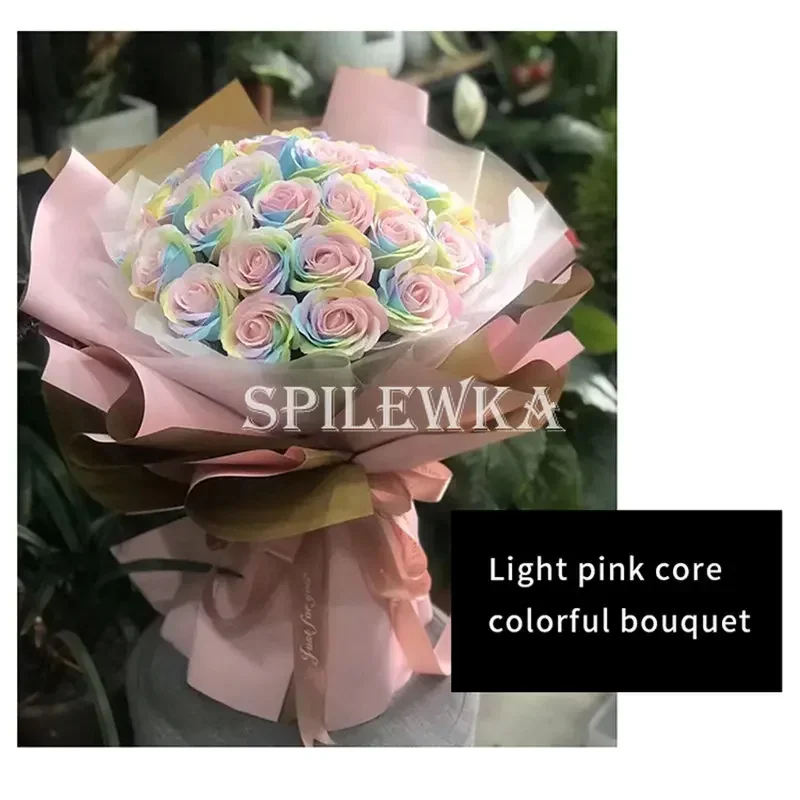 Фото Spilewka 6X7 см красочные розы искусственный цветок 25 шт DIY свадебный подарок на день Святого Валентина украшение дома Радужный букет аксессуары №4