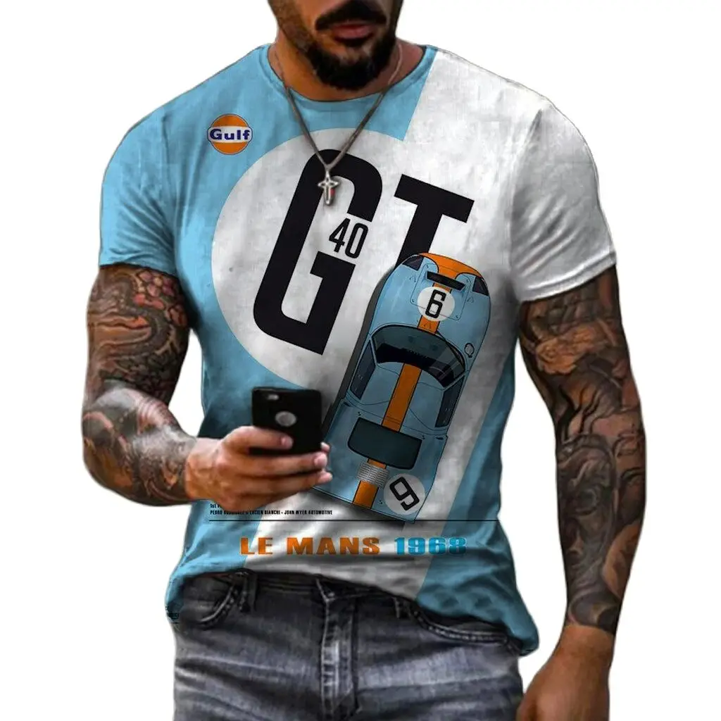 

Refreshing Summer Fashion Retro Men's Motorcycle Series 3D Printing Sports Loose Casual Large Size Quick Drying Material T-shirt