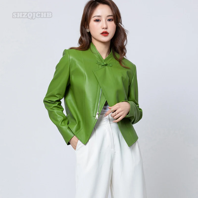 

Women's Genuine Ladies' Leather Jackets Sheepskin Spring And Autumn Casual Short Zipper Slim Genuine Short Leather Jacket Coat