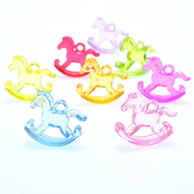 50 разноцветный прозрачный акриловые подвески для лошадей-качалок 24 мм детское