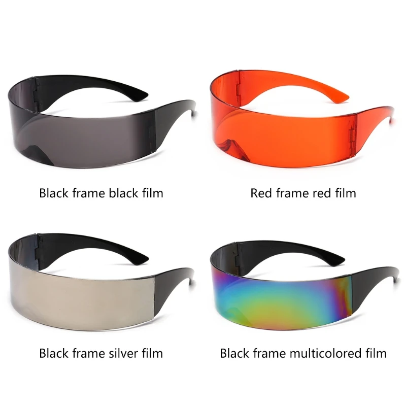 

For Party Glasses Visor Wrap Shield Large Mirror Sunglasses Riding Windproof Glasses Fashion Personality Rimless Glasses