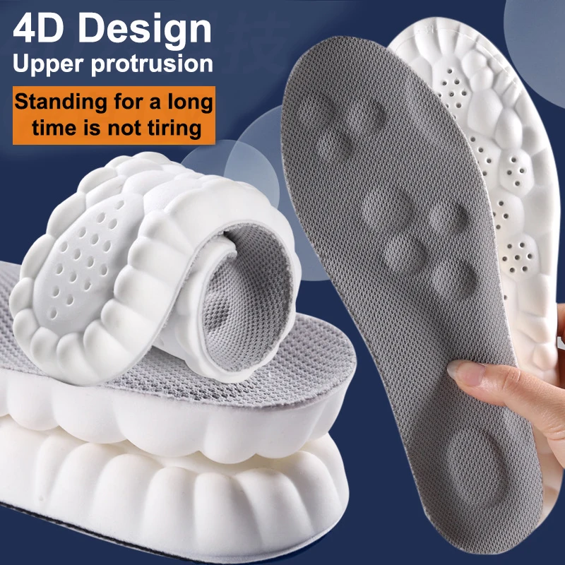 4D Massage Shoes Insoles Super Soft Sports Insole for Feet Running Baskets Shoe Sole Arch Support Orthopedic Inserts Unisex