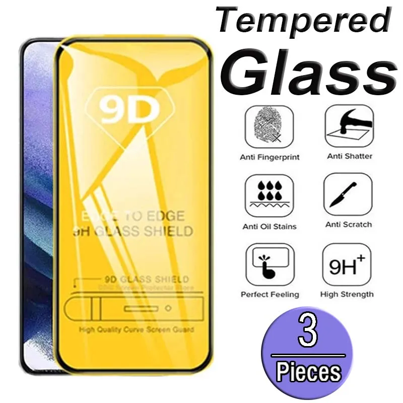 

9D Tempered Glass for Samsung Galaxy S23 S22 Plus S21 S20 FE S10E S10 Lite M21 M31 M32 M51 M52 J4 Plus J6 J7 J8 Screen Protector