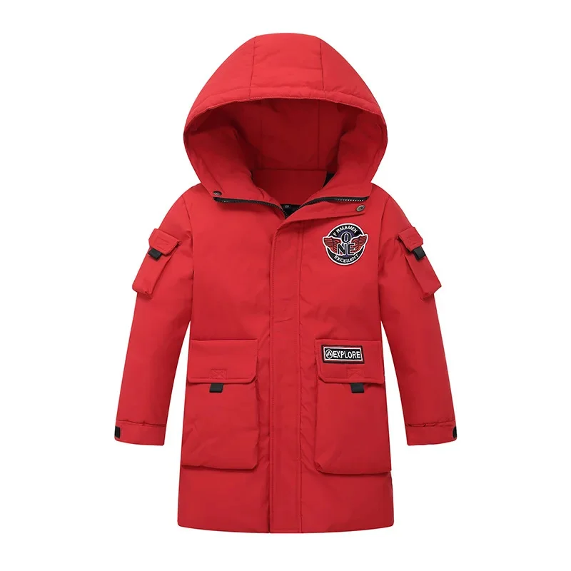 Детское длинное свободное толстое белое утиное пуховое желтое синее красное