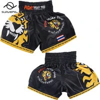 tiger muay thai shorts satin polyester mma shorts men women kids combat fight pants sanda boxing training kickboxing trunks 4xl