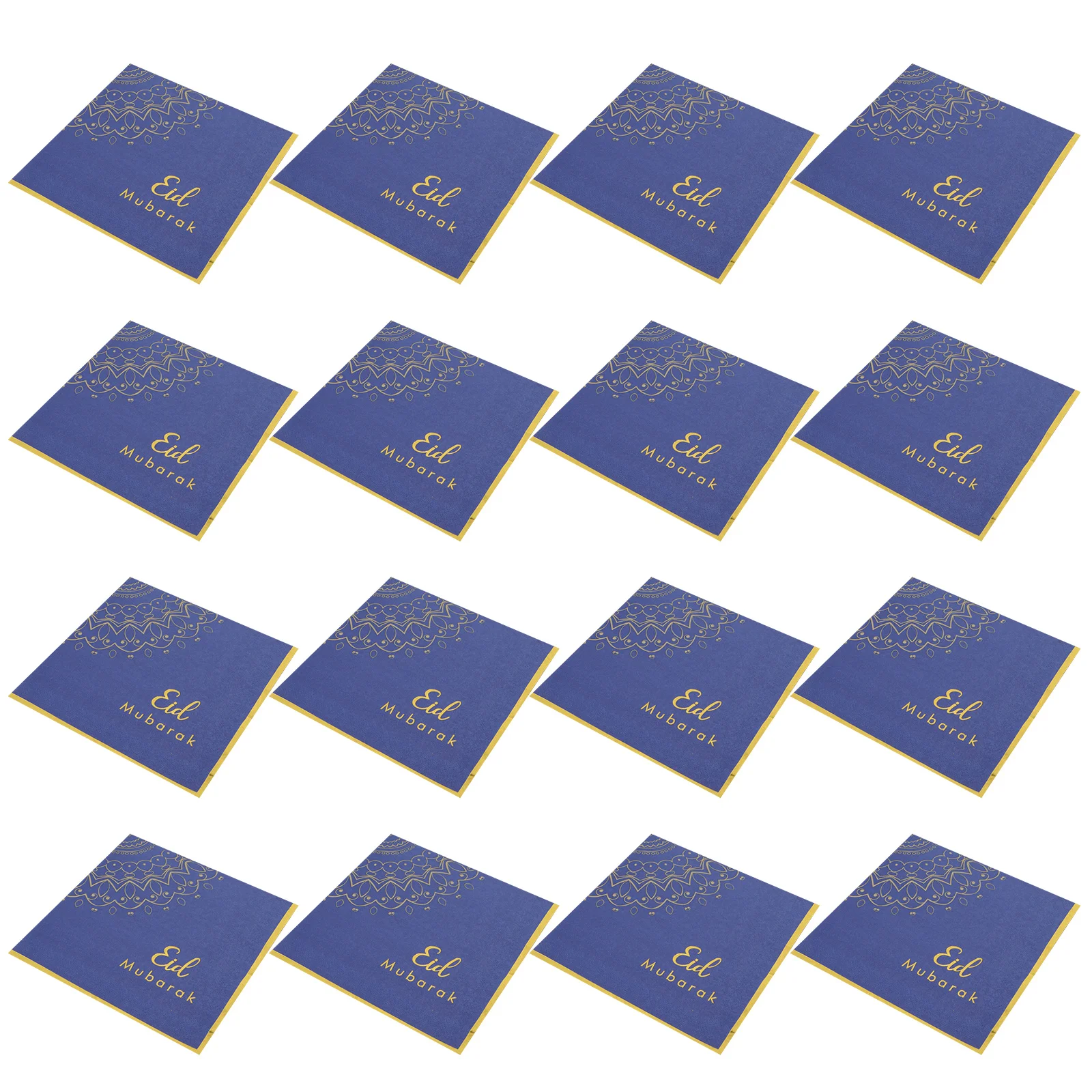 

16Pcs Eid Mubarak Napkin Ramadan Paper Muslim Dinner Hand Napkin Islamic Dinning Napkin for Muslim Ramadan Party Favor Blue