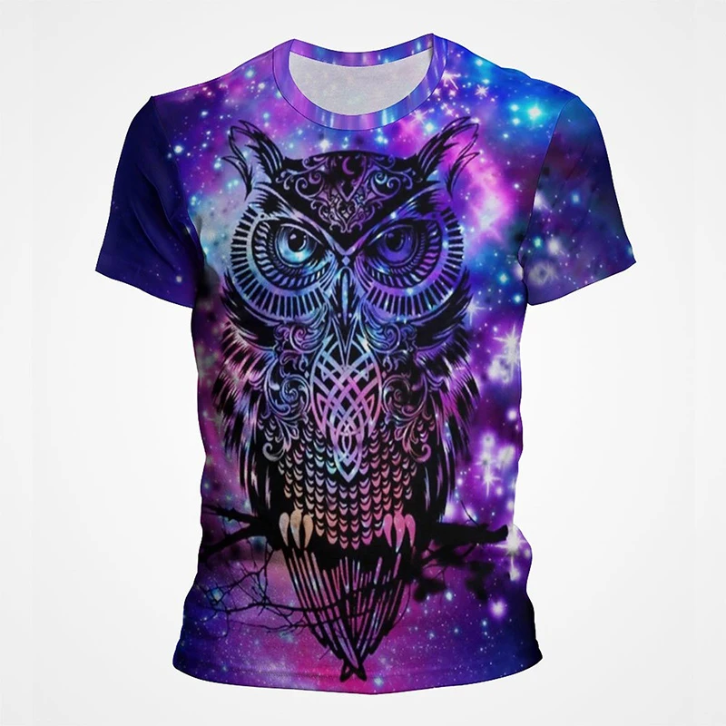 

Newest Arrival Night Owl Print Top Tees Funny Animal Graphic T Shirts for America Streetwear Hip Hop Rapper Punk Short Sleeves