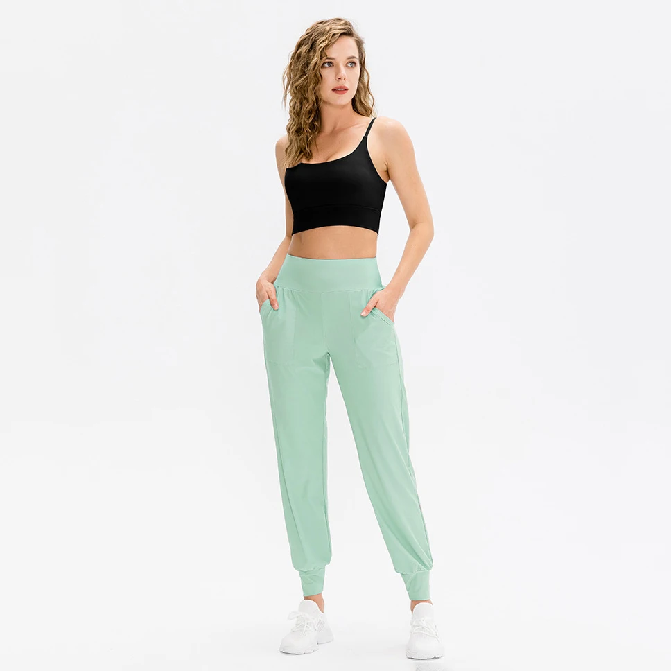 2022 New Women's Yoga Pants High Waisted Sweatpants with Pockets Tapered Casual Lounge Jogger Pants Loose Track Cuff Leggings