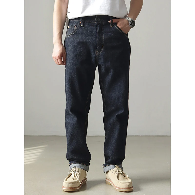 Новые осенние американские ретро джинсы 14 унций основной цвет красные уши