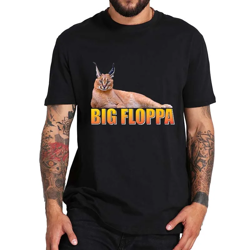 Большая футболка Floppa с забавным мемом Милая рисунком кошки и животного топы