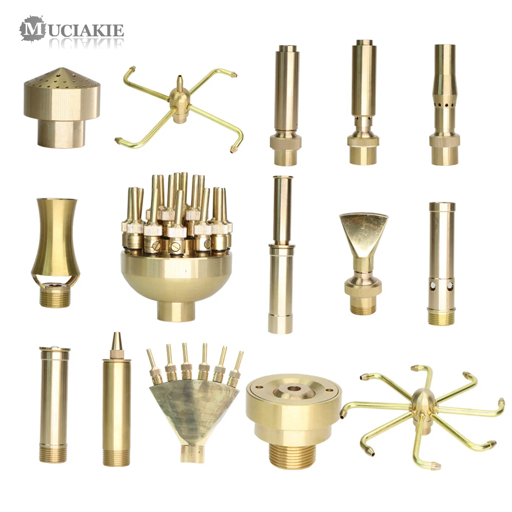 

MUCIAKIE 15 Types of Fountain Nozzles Brass Sprinklers Garden Pond Rotating Copper Nozzles Head for Outdoor Park Water Ornaments