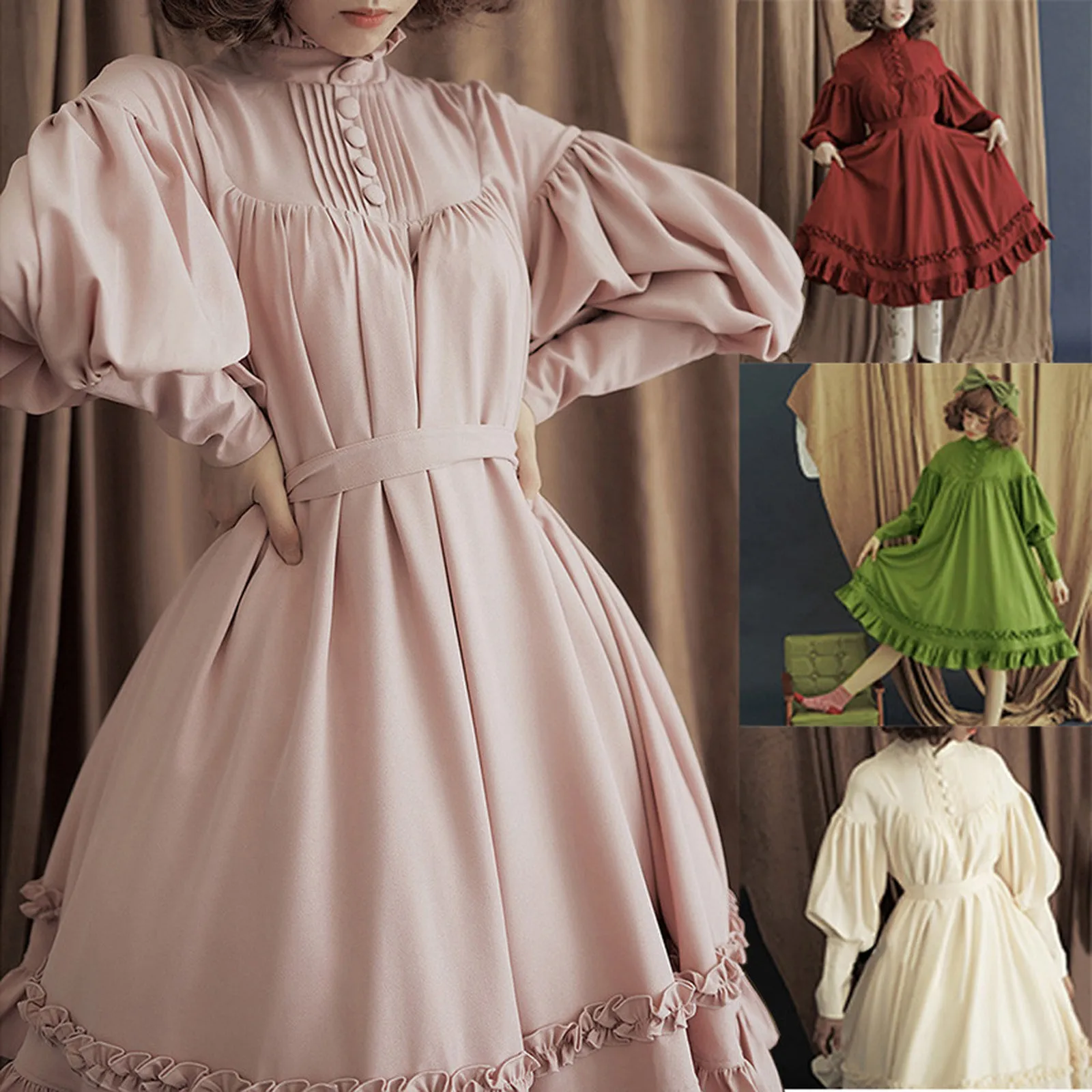 

Vintage Gothic Lolita Dress Cotton Women Princess Dress Medieval Swing Vestidos Plus Size 5xL New Arrival Christmas Costume Gift
