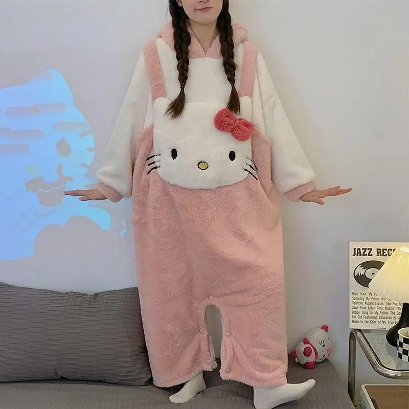 Miniso утепленный зимний комбинезон для девочек ночная рубашка халат Kawaii Hello Kitty