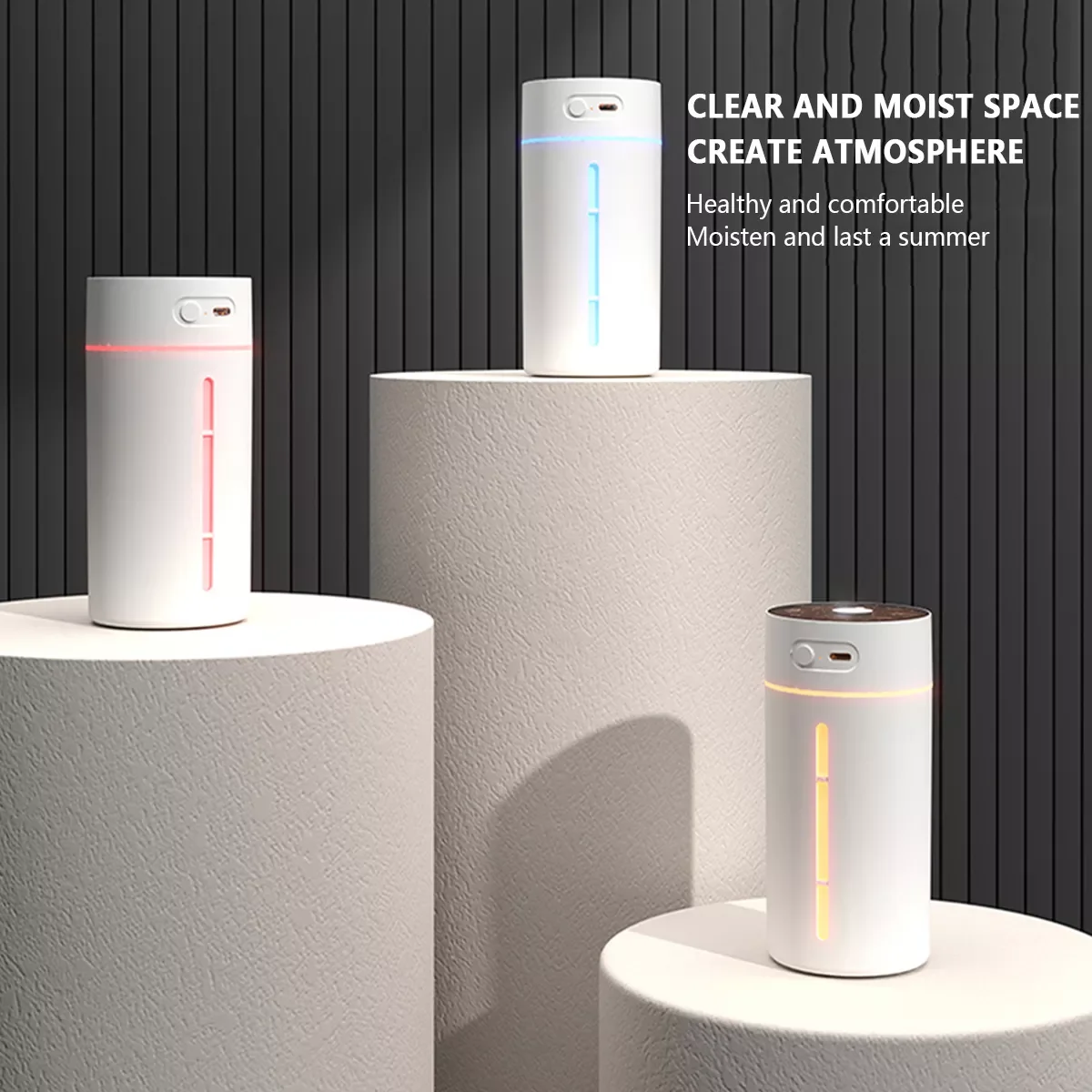 

NEW2023 270ml Mini Car Air Humidifier USB Silent Cool Mist Sprayer with 2 Mist Modes and Colorful Lamp Portable Humidifier for C