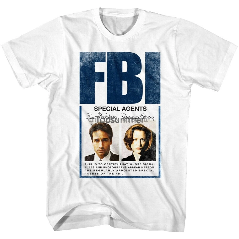 

The X Files Fbi Special Agents Fox Mulder Dana Scully Mens T Shirt Id Photograph