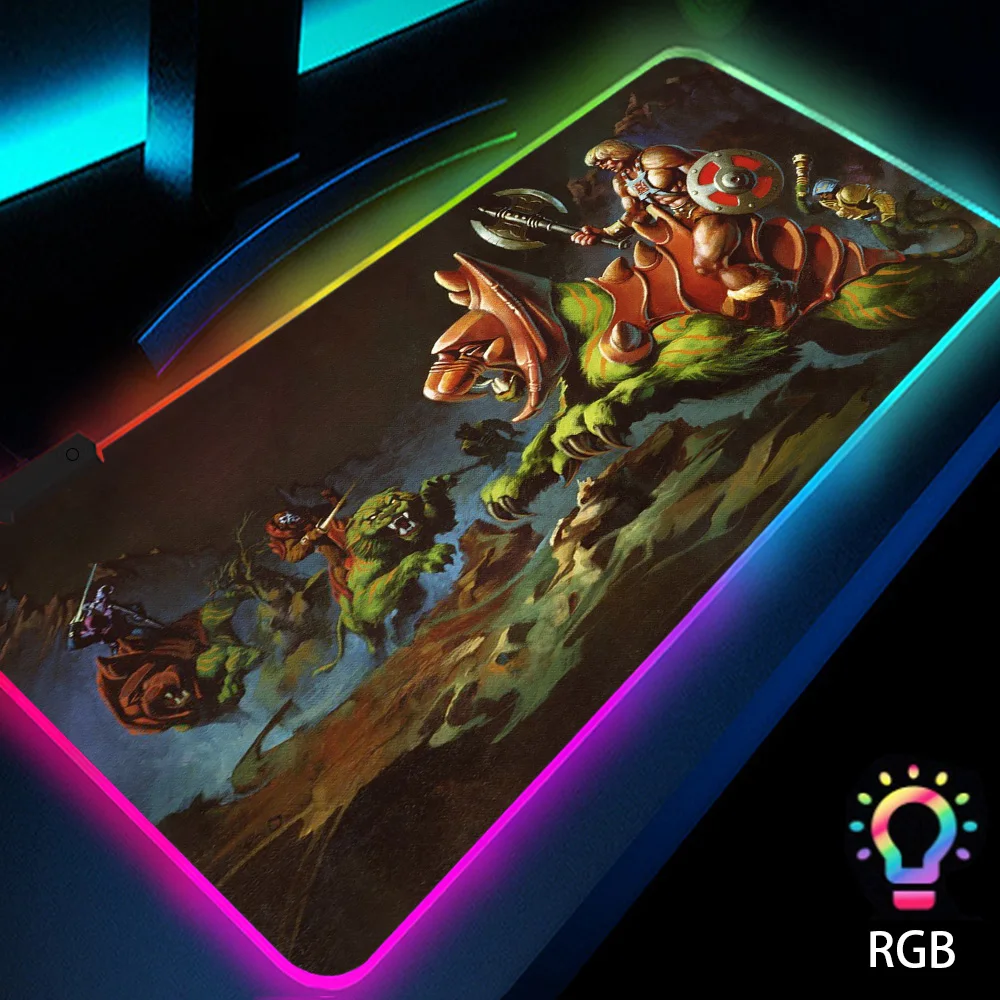 

He Man Masters of The Universe Anime Rug RGB Computer Accessories Slipmat LED Mousepad Play Mat with Backlight 800x300 Hunter