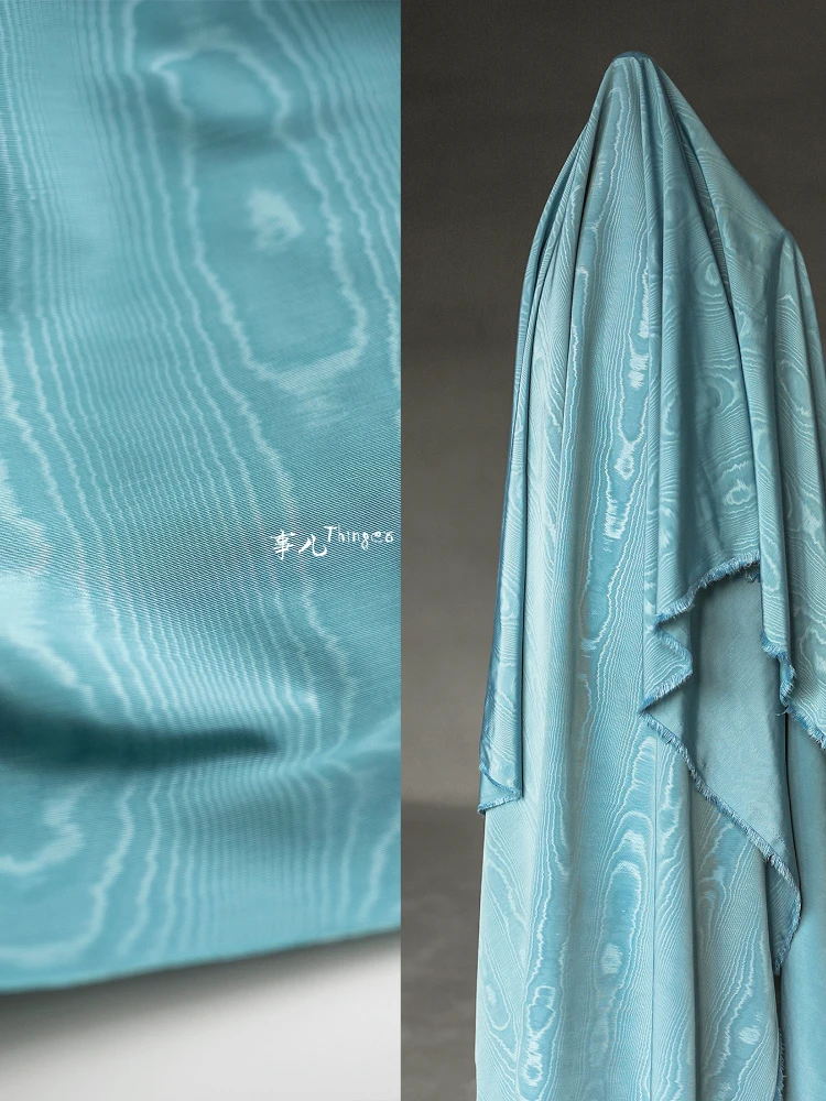 

Cloud Patterned Silk Fabric Water Wave Pattern Medium Thickness Designer Cloth for Diy Sewing By Meters Pure Polyester Material