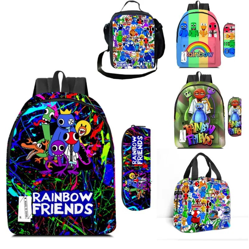 

2PC-EST ROBLOX Rainbow Friends Primary and Middle School Students Schoolbag Boys Girls Anime Cartoon School Bag Mochila