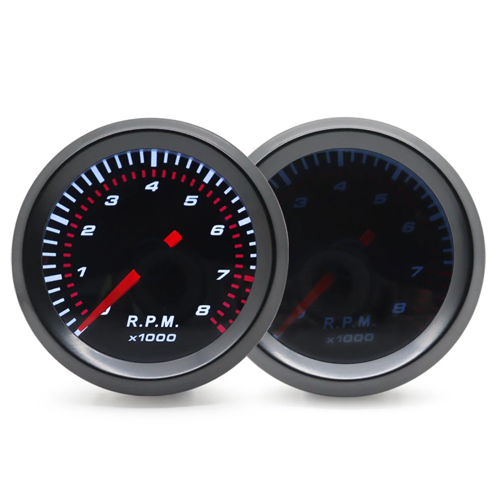 2'' 52mm Universal Smoke Lens Auto Tachometer White LED 0-8000 RPM Gauge Car Meter For 1-8 Cylinders Gasoline Car