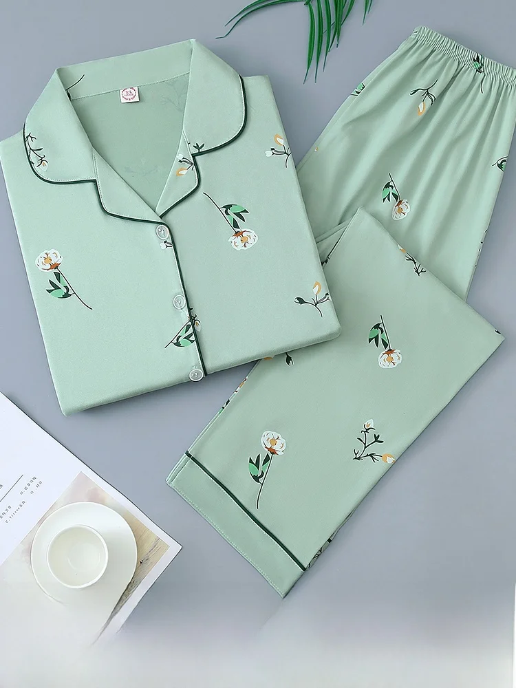 Пижамы из чистого хлопка Женские весенне-осенние комплекты домашней одежды с