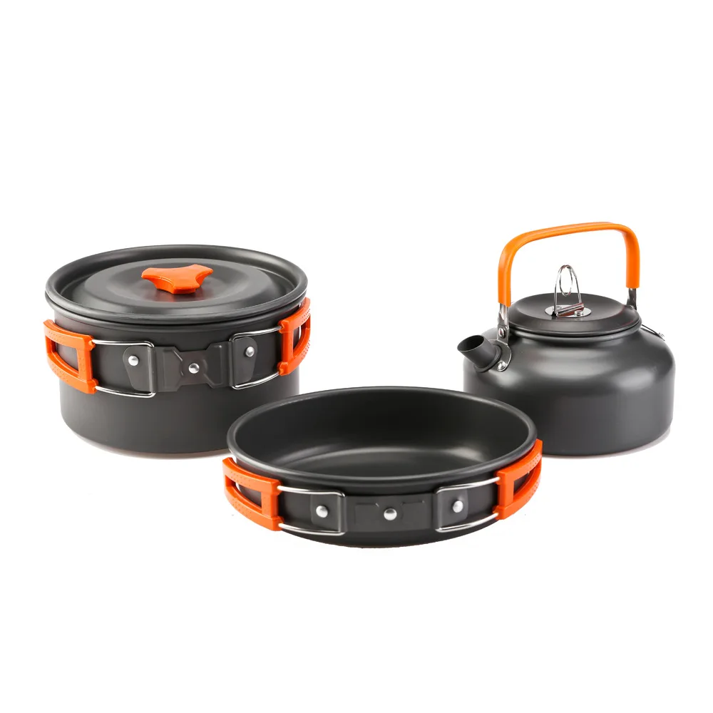 

Outdoor Teapot Cauldron Set 2-3 People Portable Three-piece Set of Frying Pans and Kettles Camping Equipment Camping Equipment