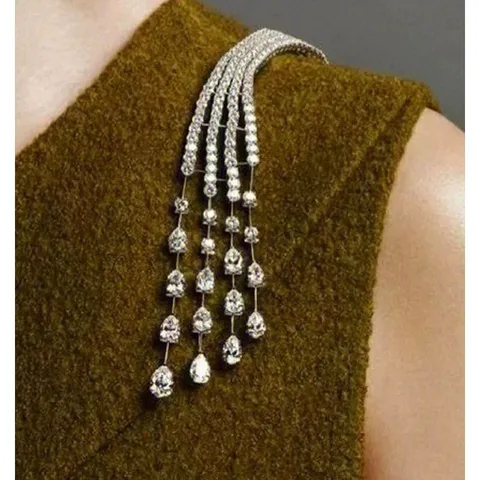 Темпераментные роскошные броши со стразами и кисточками, длинные иглы для женщин и мужчин, элегантный модный аксессуар для костюма, ювелирные изделия