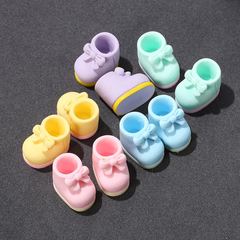 10 шт./лот кавайная имитация 3D миниатюрные ботинки с бантом из смолы кабошон